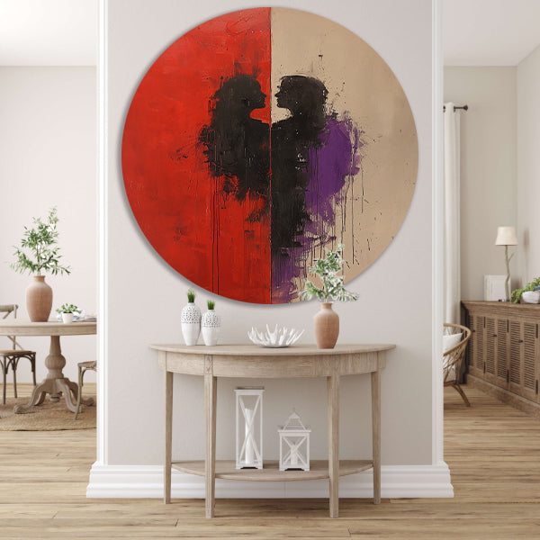 Abstract Expressionistisch Portret van een Omhelzing forex muurcirkel