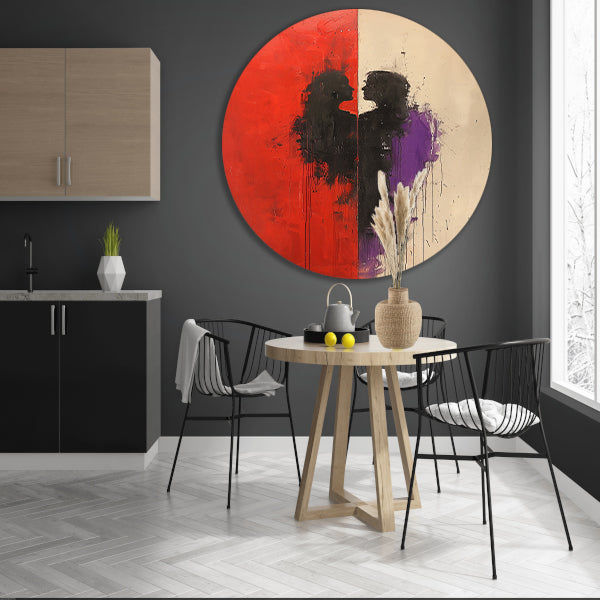 Abstract Expressionistisch Portret van een Omhelzing forex muurcirkel