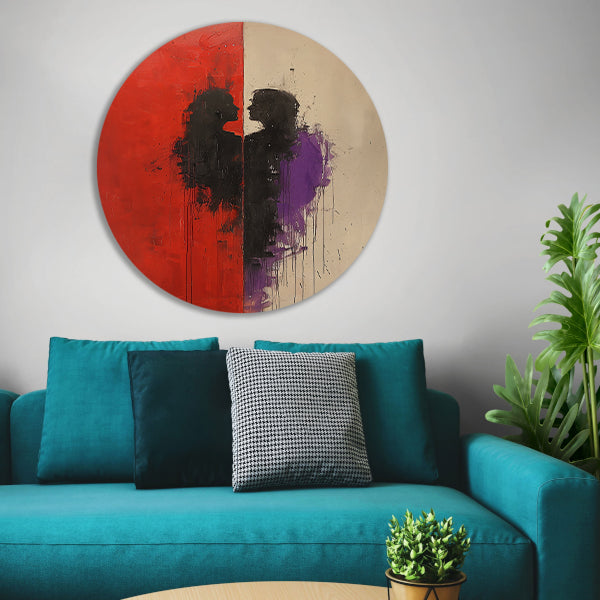 Abstract Expressionistisch Portret van een Omhelzing forex muurcirkel