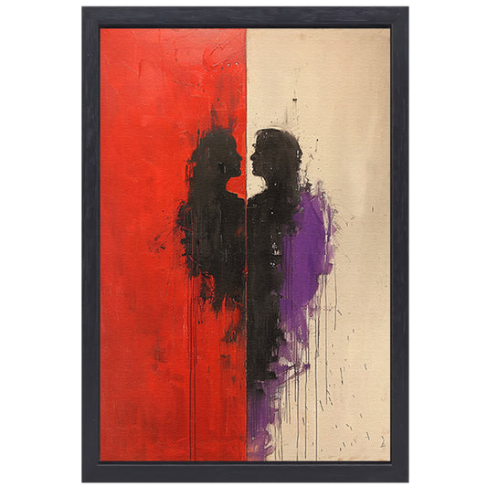Abstract Expressionistisch Portret van een Omhelzing canvas met baklijst