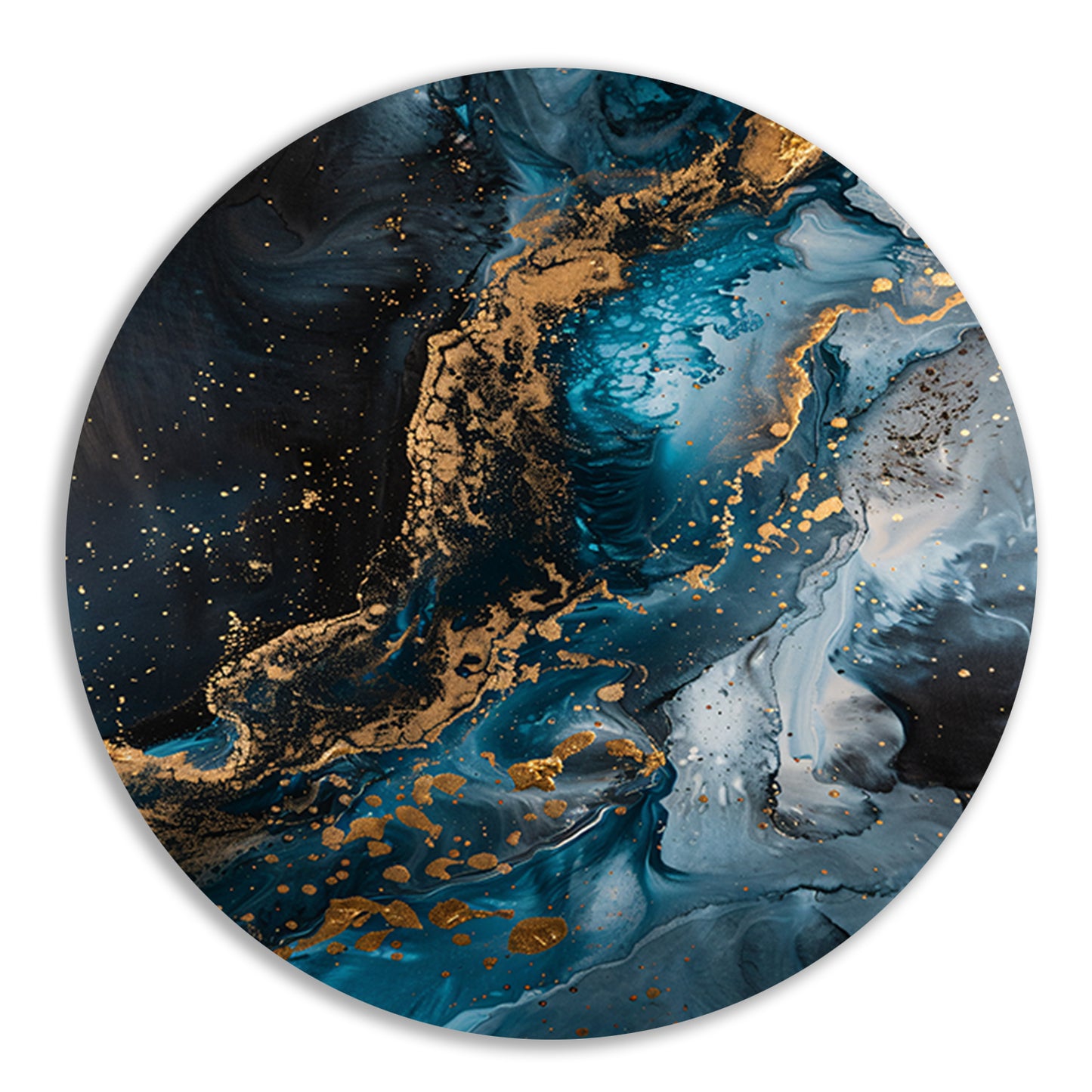Blauw en Goud Abstract Expressionisme forex muurcirkel