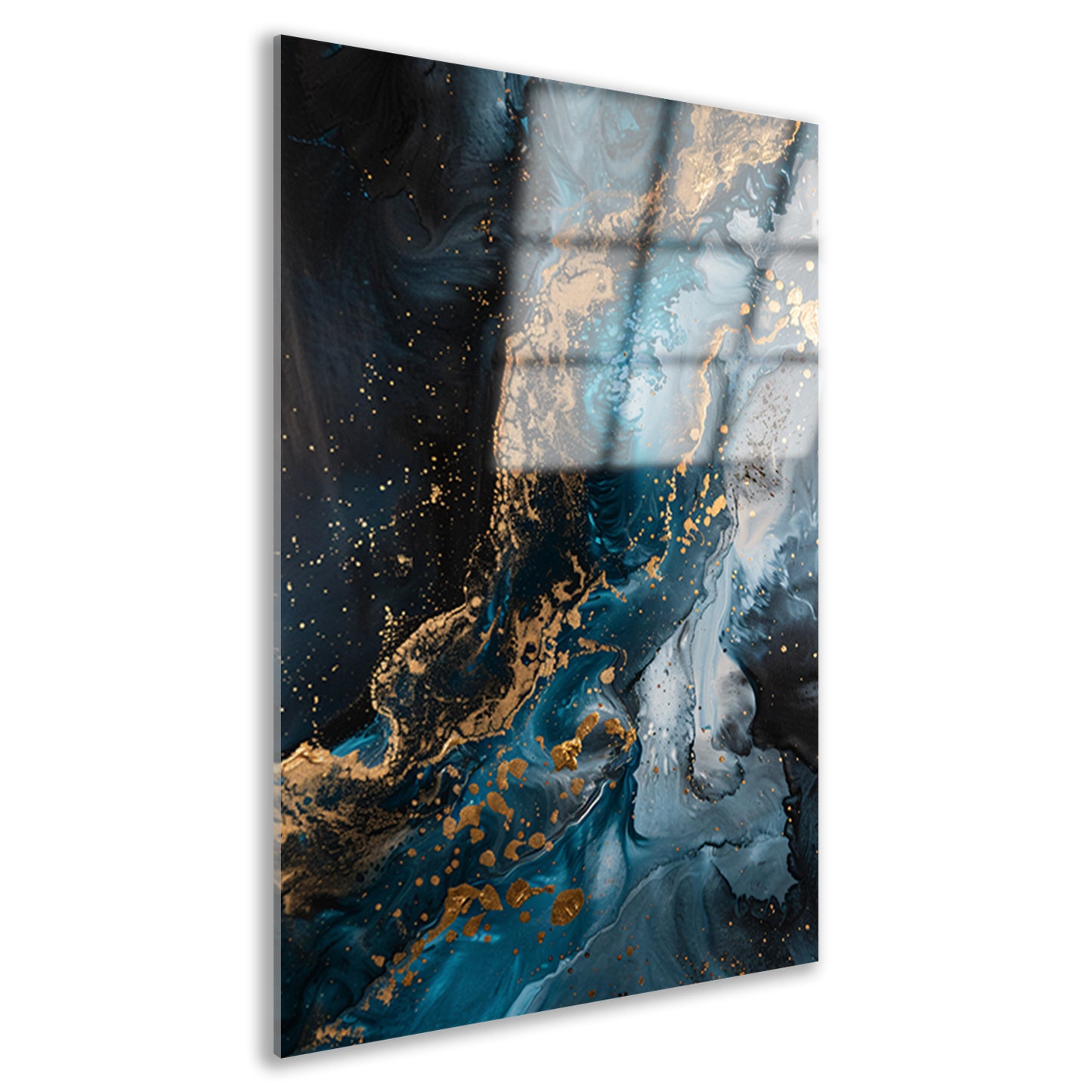Blauw en Goud Abstract Expressionisme acrylglas