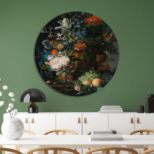 Bloemen en Fruit - Jan van Huysum aluminium muurcirkel