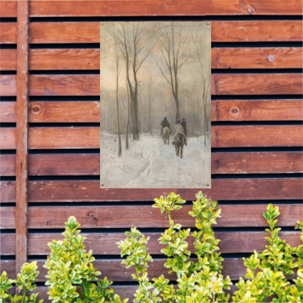 Ruiters in de sneeuw in het Haagse Bos - Anton Mauve tuinposter