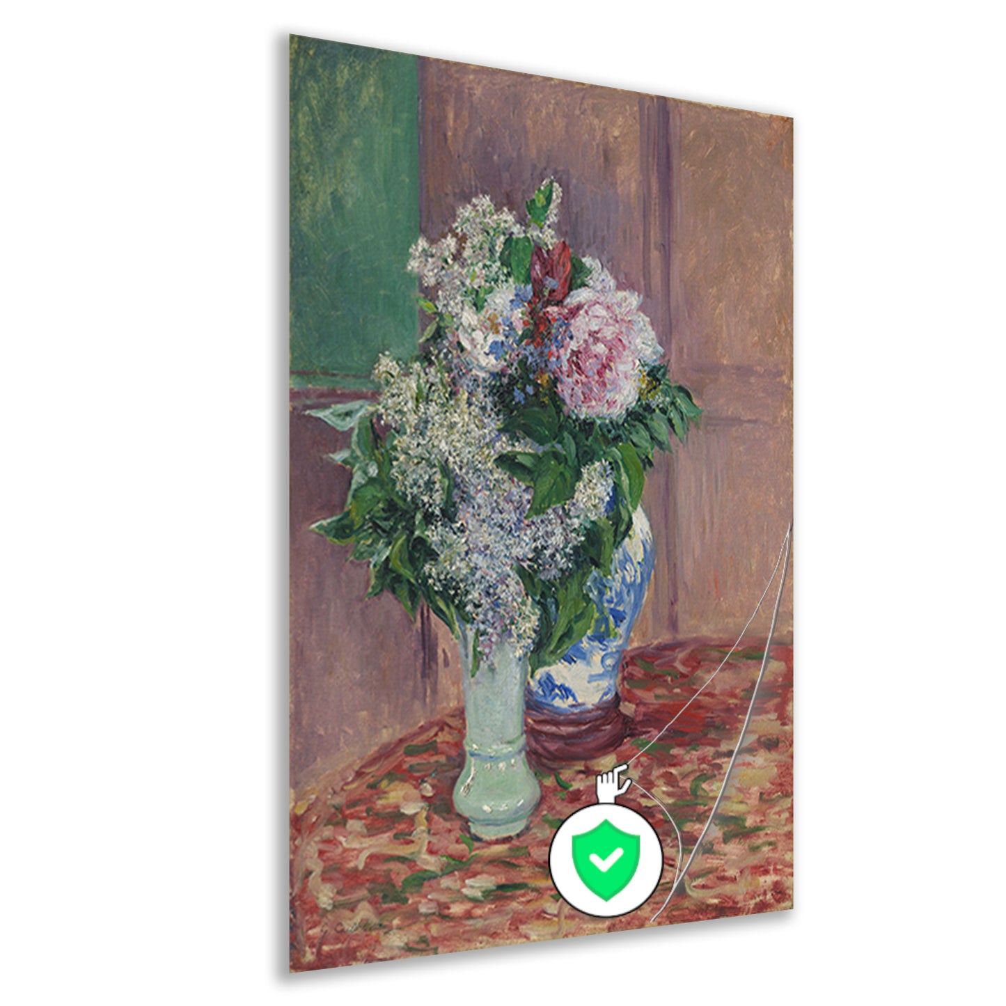 Seringen en pioenrozen in twee vazen - Gustave Caillebotte poster