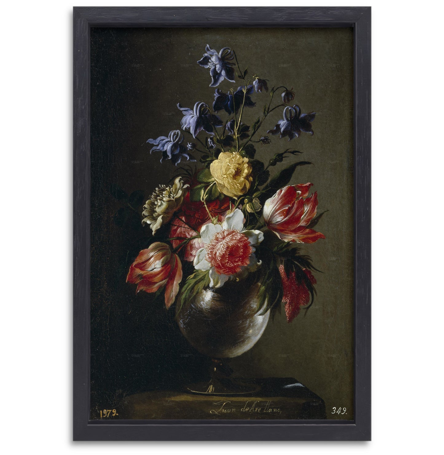 Vaas met bloemen - Juan de Arellano canvas met baklijst