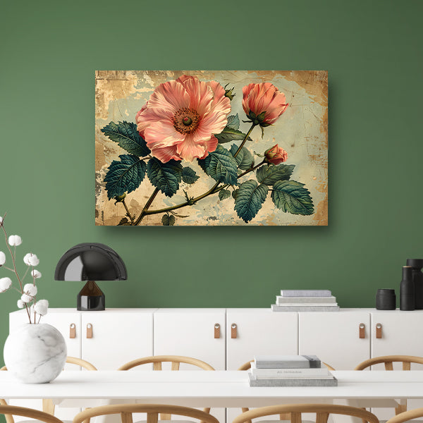 Aquarel Bloemstilleven met Roze Roos canvas