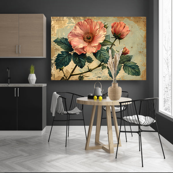 Aquarel Bloemstilleven met Roze Roos canvas