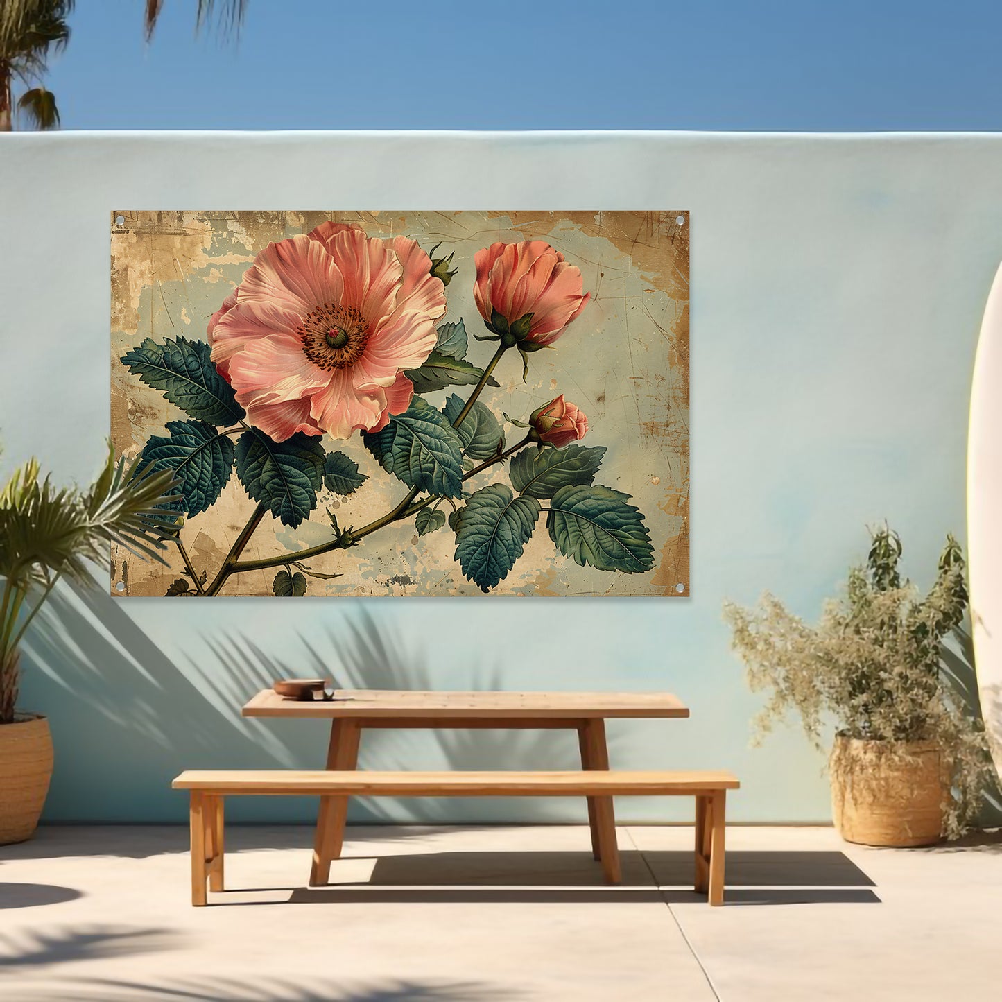 Aquarel Bloemstilleven met Roze Roos tuinposter
