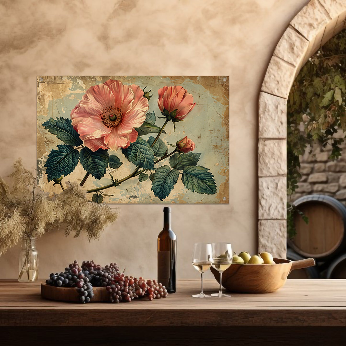 Aquarel Bloemstilleven met Roze Roos tuinposter