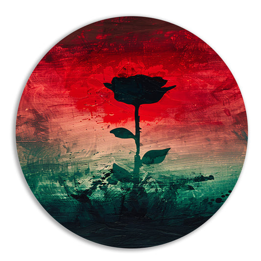 Moderne abstracte bloem met dynamische kleuren aluminium muurcirkel