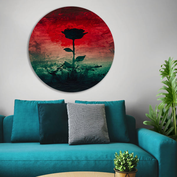 Moderne abstracte bloem met dynamische kleuren aluminium muurcirkel