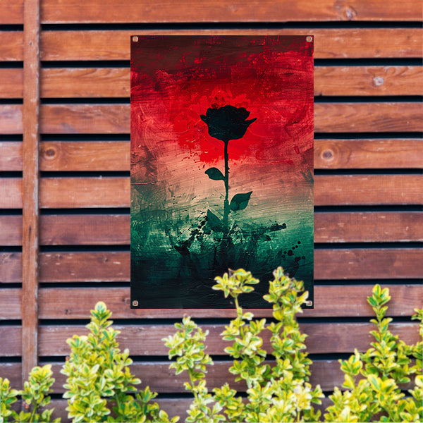 Moderne abstracte bloem met dynamische kleuren tuinposter