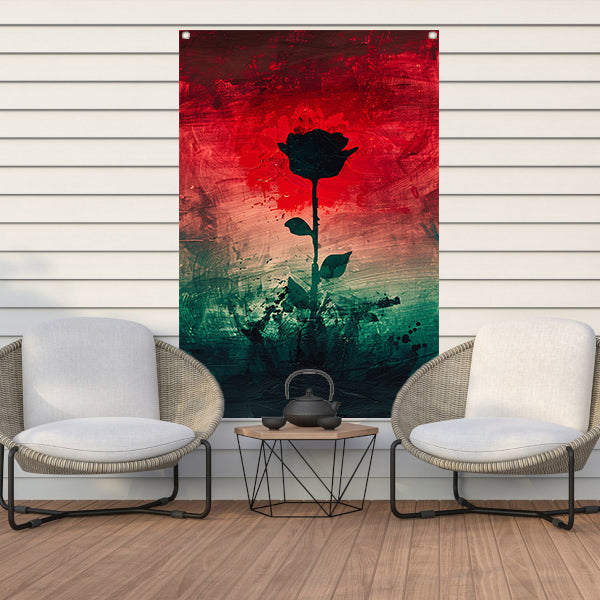 Moderne abstracte bloem met dynamische kleuren tuinposter