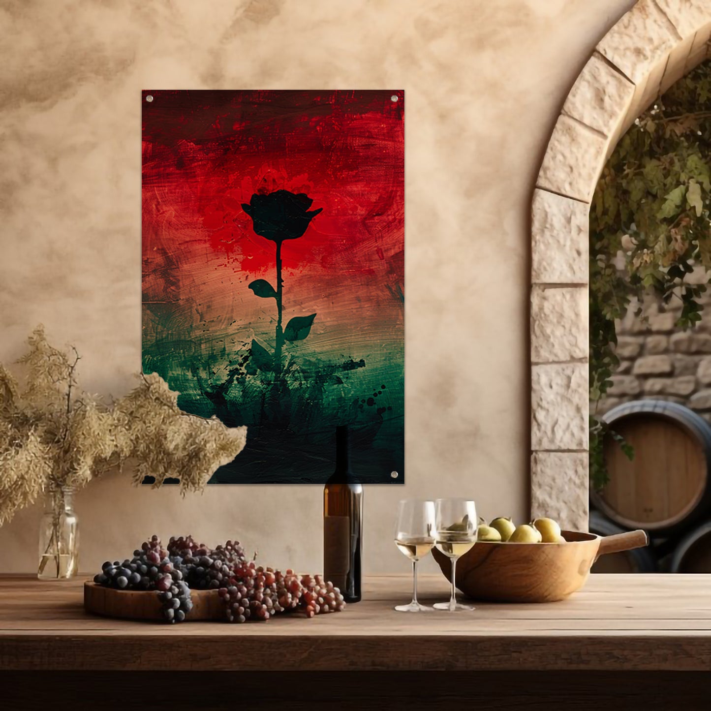 Moderne abstracte bloem met dynamische kleuren tuinposter
