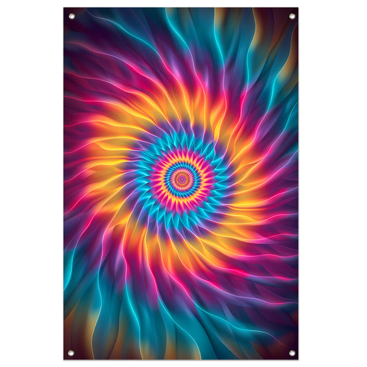Abstract Psychedelische Bloem in Wervelende Kleuren tuinposter