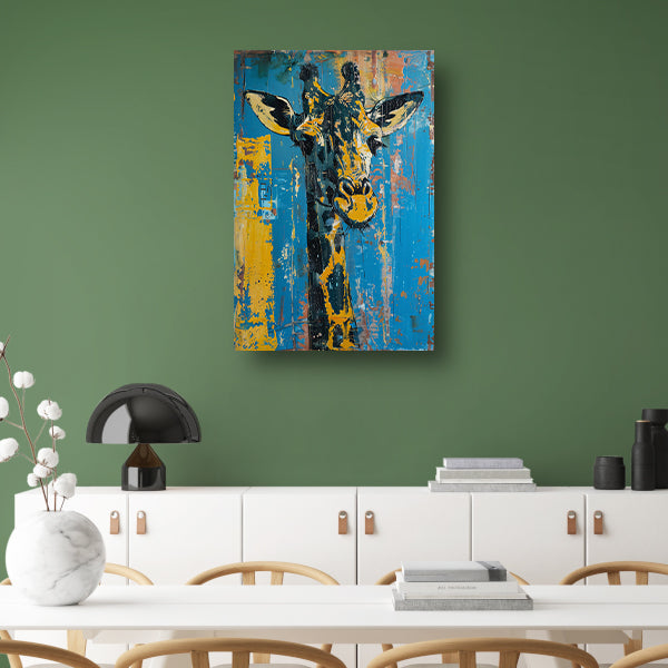 Abstracte schilderij van kleurrijke giraffe poster