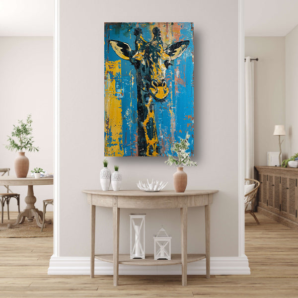 Abstracte schilderij van kleurrijke giraffe poster