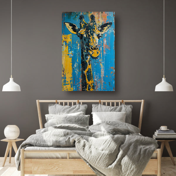 Abstracte schilderij van kleurrijke giraffe poster