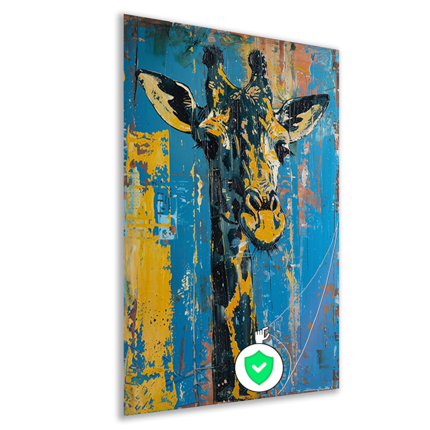Abstracte schilderij van kleurrijke giraffe poster