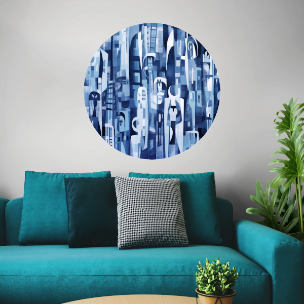 Blauwe Tinten van de Stedelijke Melodie aluminium muurcirkel