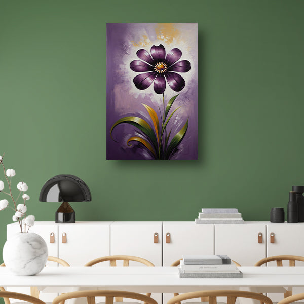 Paarse Bloem Impressie op Moderne Achtergrond canvas