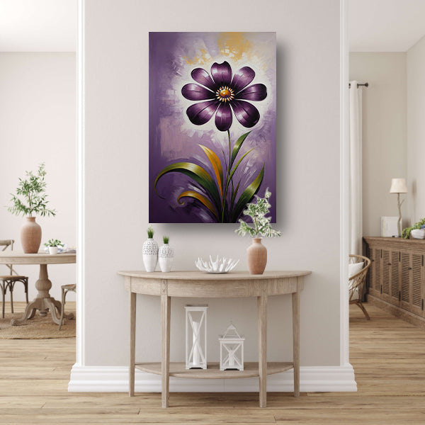 Paarse Bloem Impressie op Moderne Achtergrond canvas