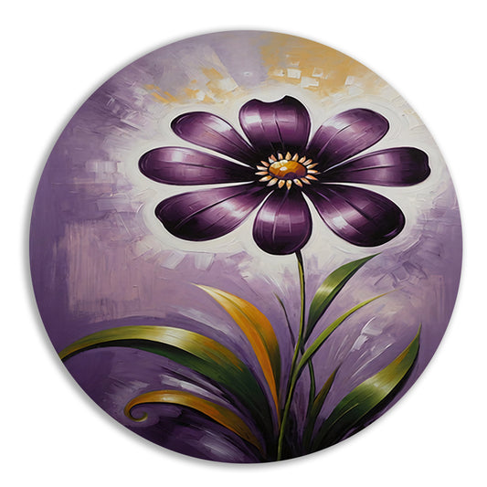 Paarse Bloem Impressie op Moderne Achtergrond aluminium muurcirkel