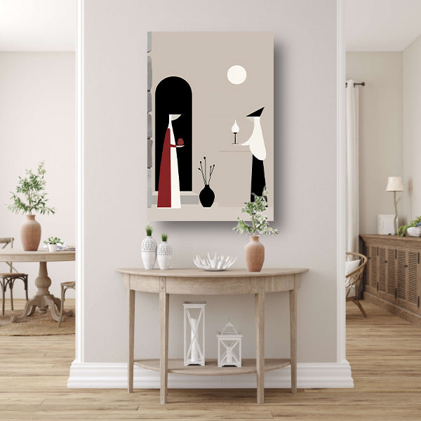 Twee Vrouwen in Minimalistisch Stijl canvas