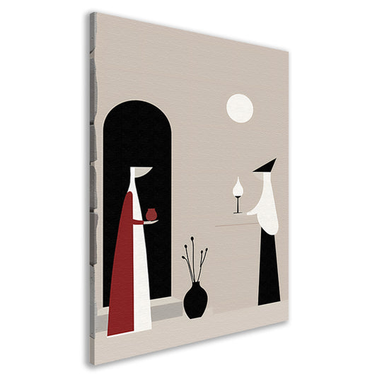 Twee Vrouwen in Minimalistisch Stijl canvas