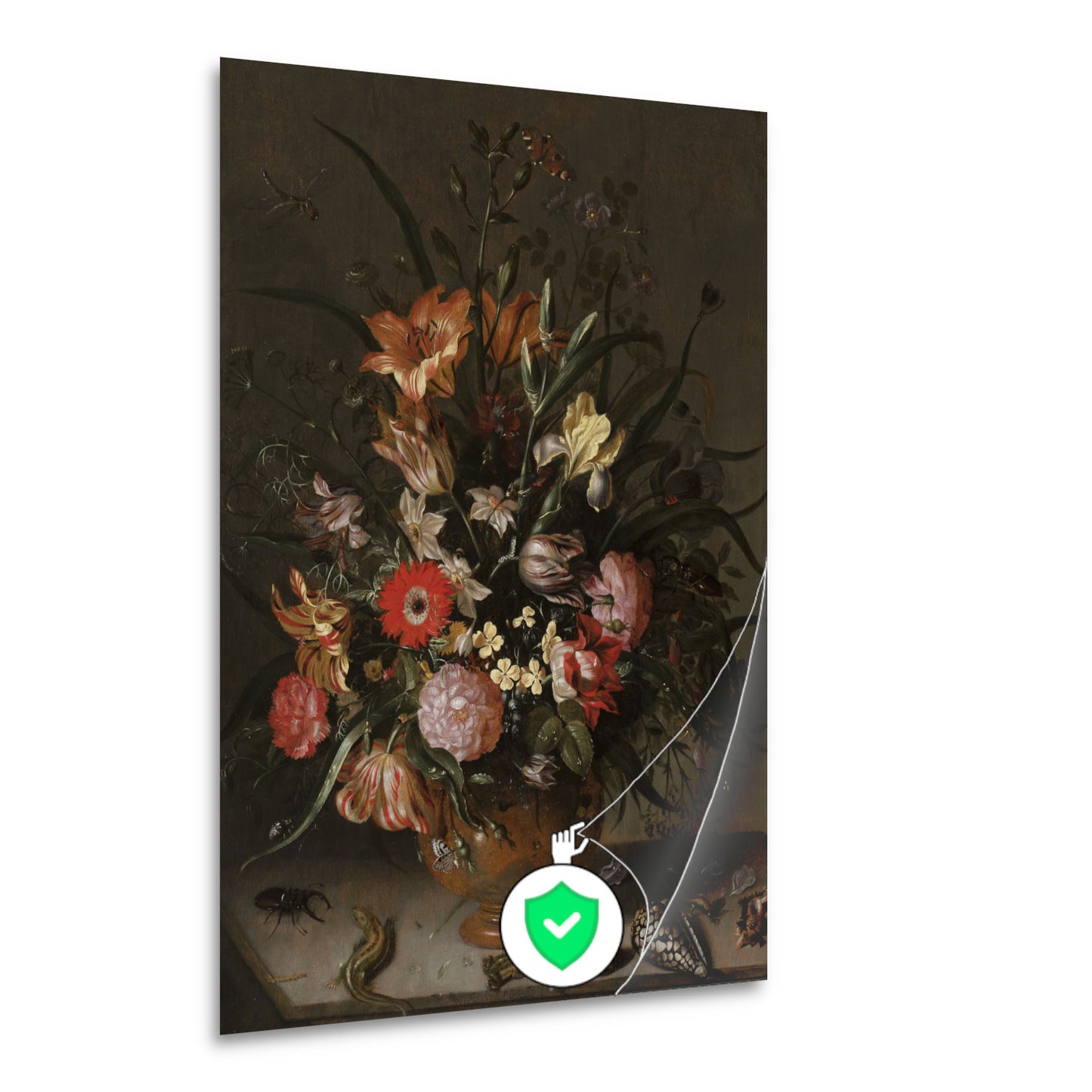 Boeket bloemen in een vaas, insecten en kleine wezens - Jacob Marrel poster