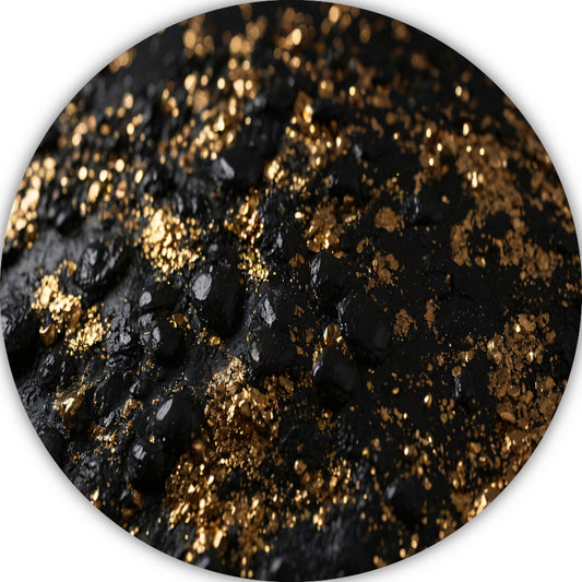 Zwarte Textuur en Gouden Glitters Kunstwerk aluminium muurcirkel