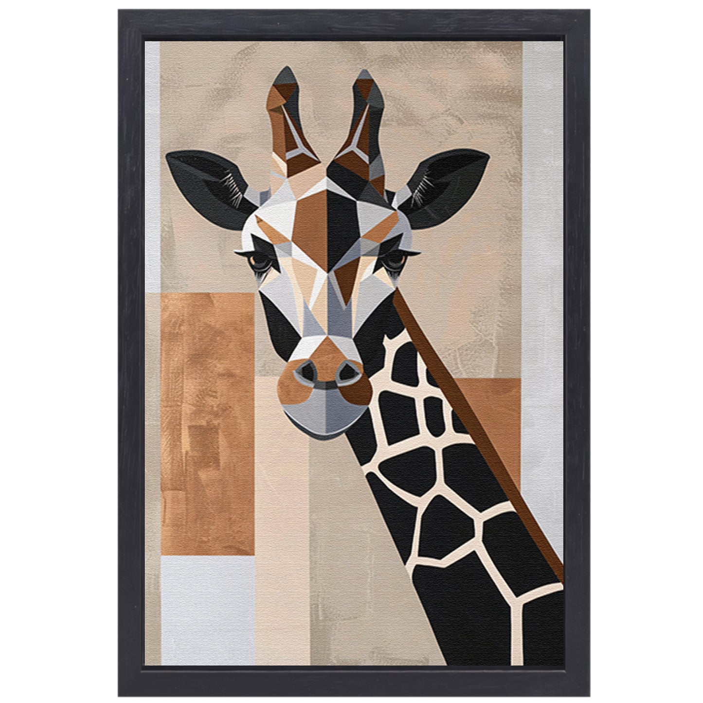Geometrische giraffe in minimalistische stijl canvas met baklijst