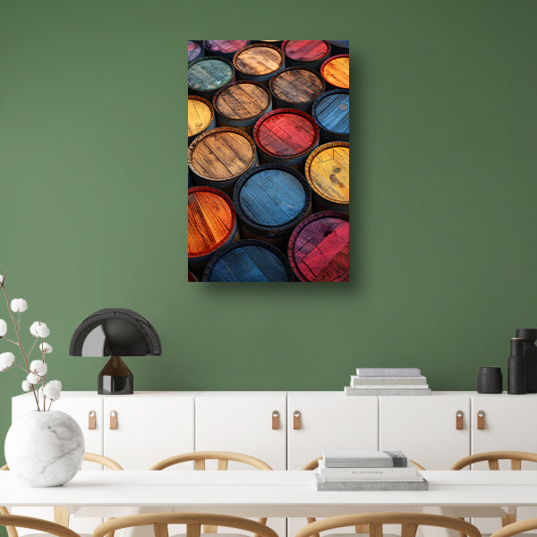 Abstract compositie met Kleurrijk vaten canvas