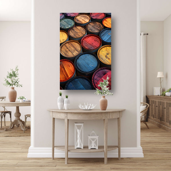 Abstract compositie met Kleurrijk vaten canvas