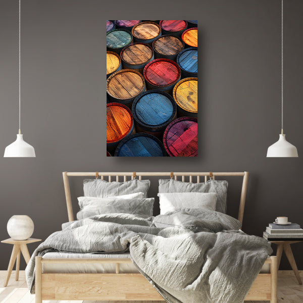 Abstract compositie met Kleurrijk vaten canvas