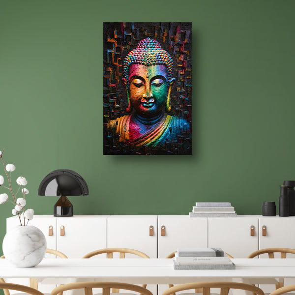 Boeddha in kleurrijk abstract expressionisme canvas