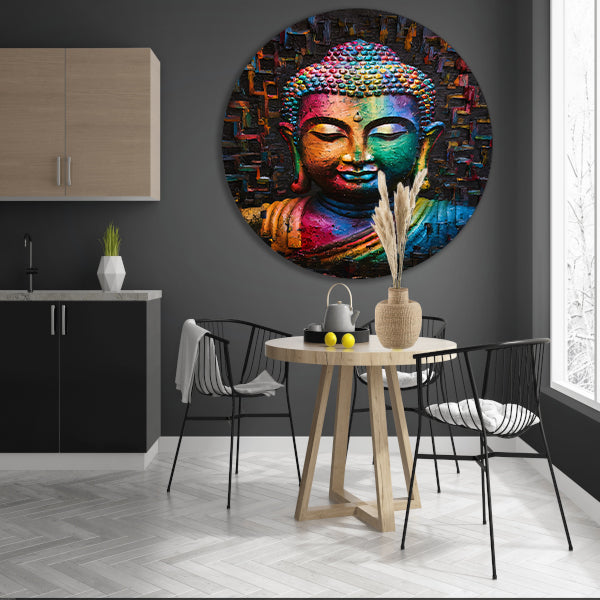 Boeddha in kleurrijk abstract expressionisme forex muurcirkel