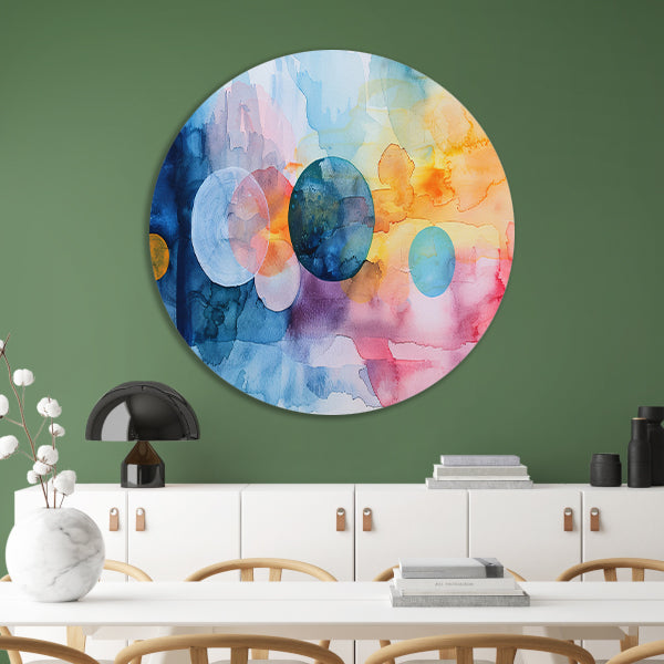 Abstracte aquarel met kleurrijke cirkels forex muurcirkel