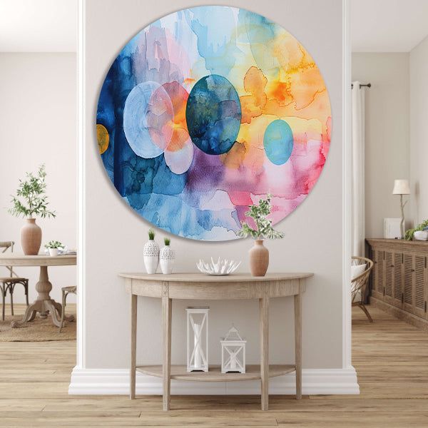 Abstracte aquarel met kleurrijke cirkels forex muurcirkel
