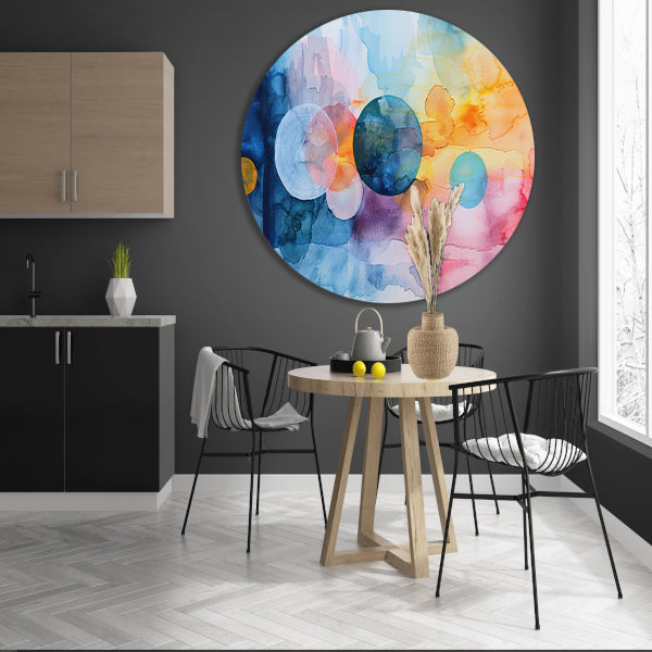 Abstracte aquarel met kleurrijke cirkels forex muurcirkel