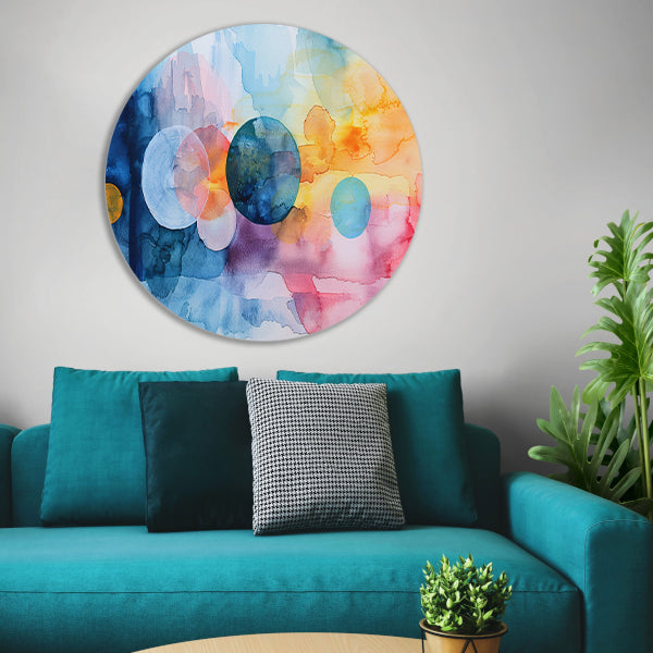 Abstracte aquarel met kleurrijke cirkels forex muurcirkel