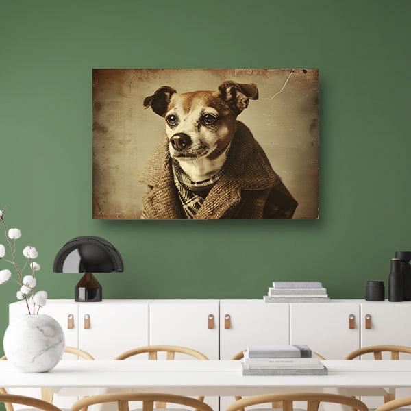 Nostalgische Hond in Vintage Kleding poster