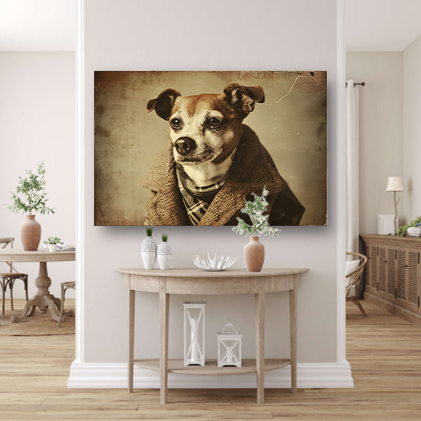 Nostalgische Hond in Vintage Kleding poster