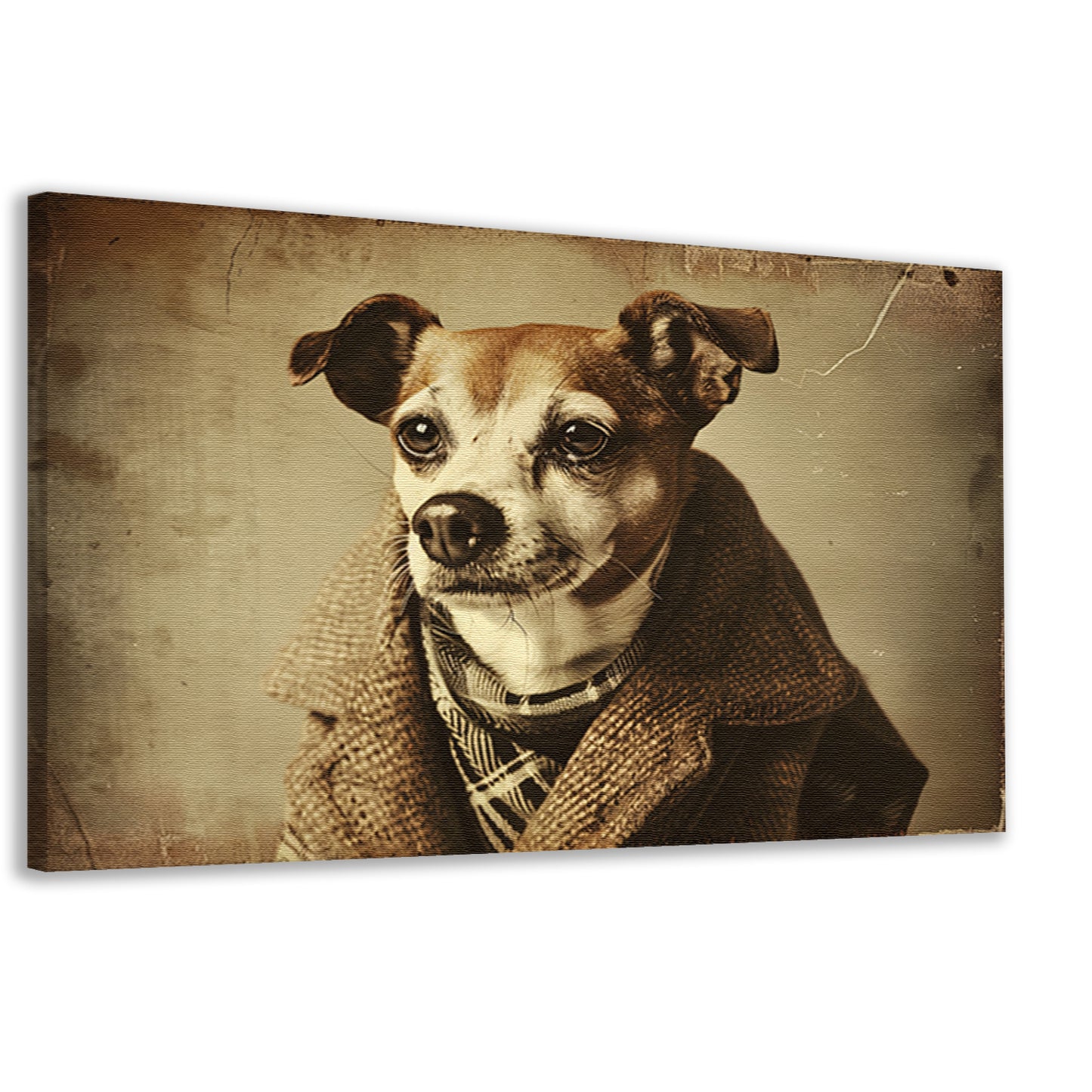 Nostalgische Hond in Vintage Kleding canvas