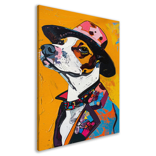 Kleurrijk Pop Art Hond in Hoed canvas