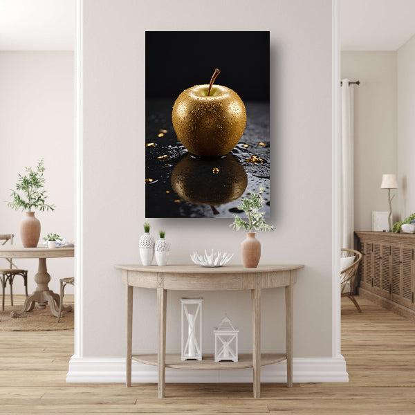Gouden Appel met Dauwdruppels Reflectie canvas