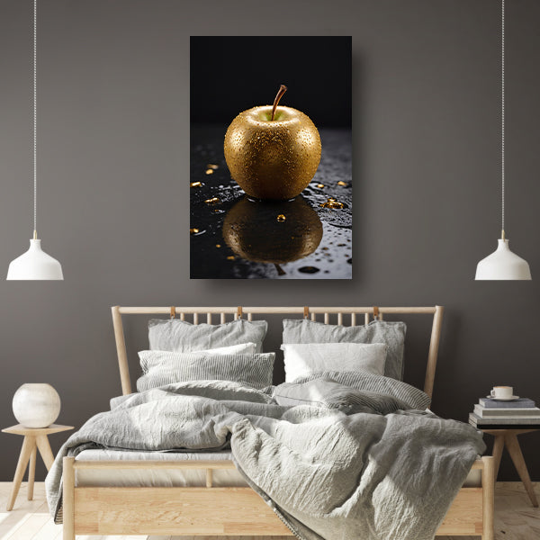 Gouden Appel met Dauwdruppels Reflectie canvas