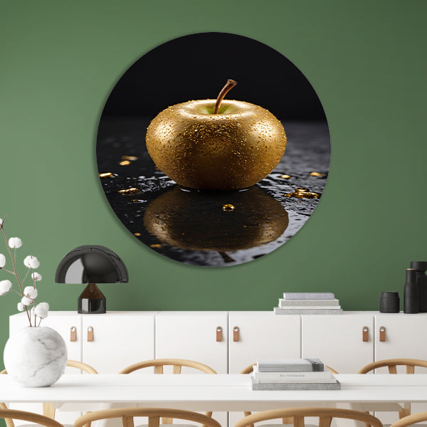 Gouden Appel met Dauwdruppels Reflectie forex muurcirkel