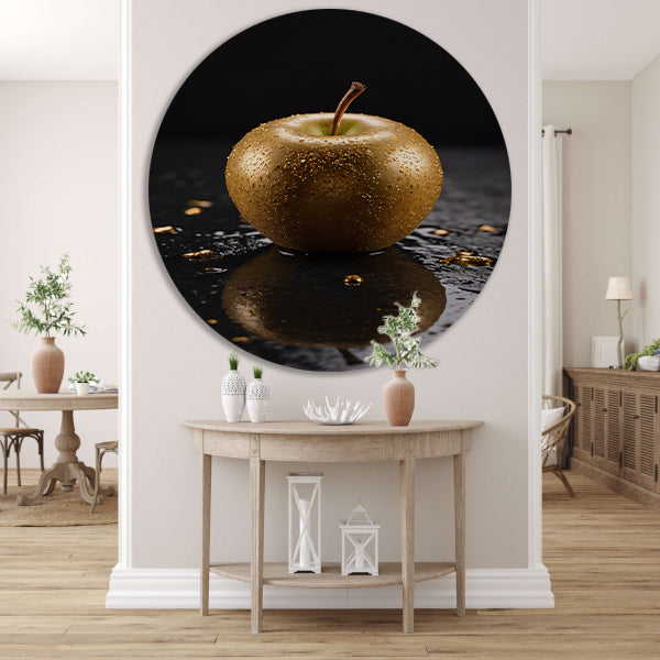 Gouden Appel met Dauwdruppels Reflectie forex muurcirkel